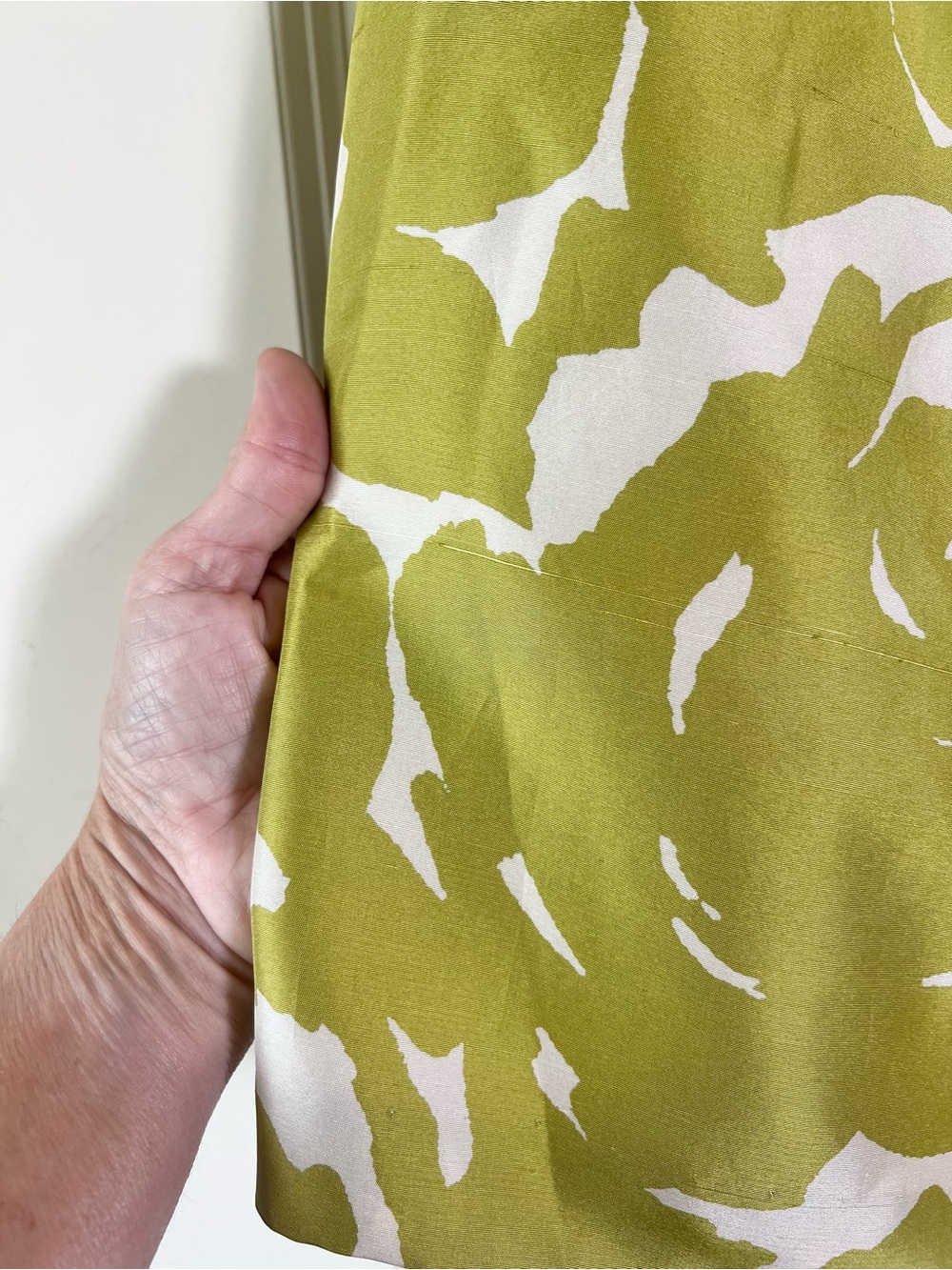 J. Crew Abstract Floral Silk Scoop Neck Tank Top, lined Chartreuse & Cream - Picture 8 of 10